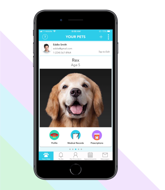 Picture of phone on PetDesk App